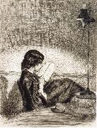 James Abbott McNeil Whistler Reading by Lamplight oil painting artist